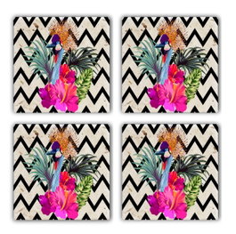Hermia Alfombrilla de cristal de piedra natural Multicolor (4 piezas) de 10x10x1 cm